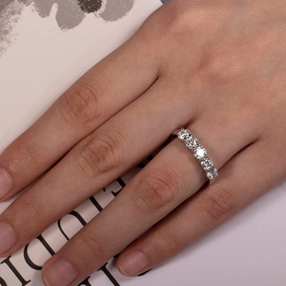 CERTIFIED 18k White Gold 1.50cttw Diamond Ring Engagement Moissanite 925 Wedding - Picture 4 of 6